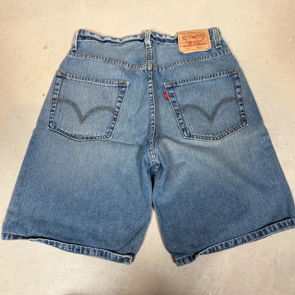 Levis 569 Loose Straight Denim Shorts Mens W29 Blue Cotton Jorts 355694101